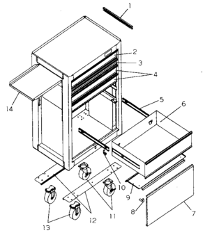 Cabinet Parts Diagram and Parts List for 706652019  Craftsman Tool Stand & Cart