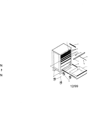 8 Drawer Roll-away Diagram and Parts List for 706658020  Craftsman Tool Stand & Cart