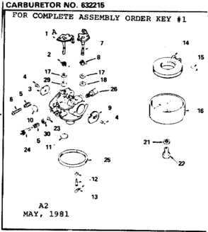 Replacement Parts Diagram and Parts List for 143316192  Craftsman Engine