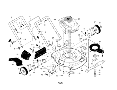 Engine/housing/wheels Diagram and Parts List for 917375502  Craftsman Lawn Mower