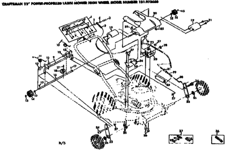 Handle Assembly Diagram and Parts List for 131973660  Craftsman Lawn Mower