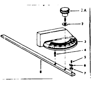 Miter Gauge Assembly Diagram and Parts List for 11324210  Craftsman Saw