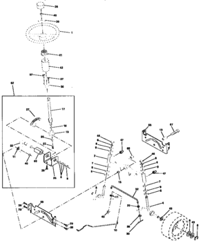 Steering Assembly Diagram and Parts List for 917258481  Craftsman Lawn Tractor