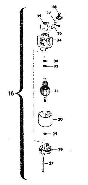 Motor Assembly Diagram and Parts List for 257796370  Craftsman Snow Blower