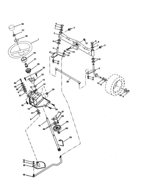 Steering Assembly Diagram and Parts List for 917277480  Craftsman Lawn Tractor