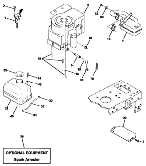 Engine Diagram and Parts List for 917258482  Craftsman Lawn Tractor