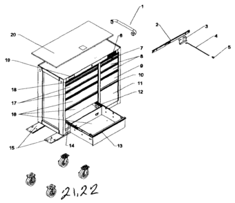 Tool Chest Diagram and Parts List for 706136370  Craftsman Tool Stand & Cart