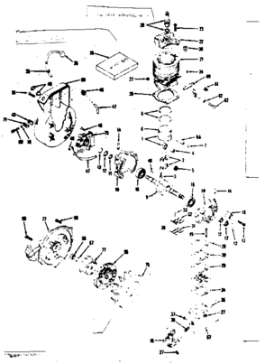 Crankcase Assembly Diagram and Parts List for 91761406  Craftsman Chainsaw