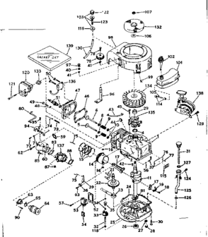 Basic Engine Diagram and Parts List for 143217102  Craftsman Engine