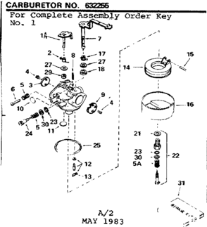Replacement Parts Diagram and Parts List for 143632255  Craftsman Lawn Mower