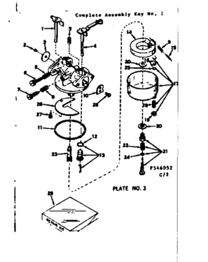 Carburetor Diagram and Parts List for 143546052  Craftsman Engine