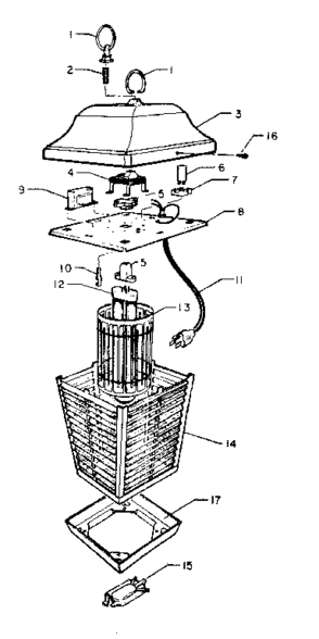 Part Location Diagram of 1414 Craftsman Insect killer black light bulb