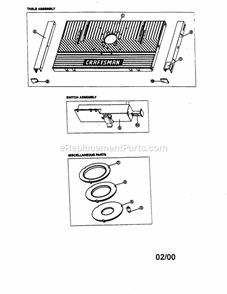 Table / Switch / Miscellaneous Diagram and Parts List for 171253511  Craftsman Table Saw