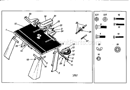 Part Location Diagram of 1609439535 Bosch Tool TABLE LEG