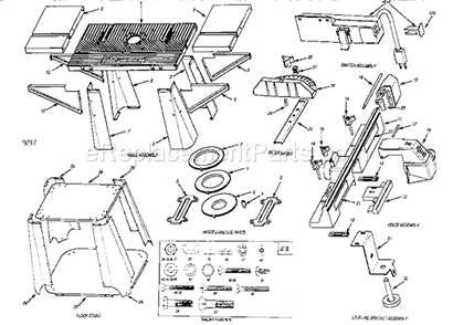 Unit Parts Diagram and Parts List for 171254841  Craftsman Router