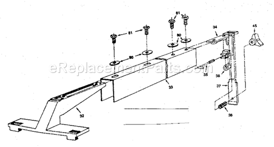 Rip Fence Assembly Diagram and Parts List for 1712549  Craftsman Workbench