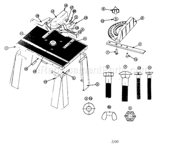 Router Table Diagram and Parts List for 171255600  Craftsman Router
