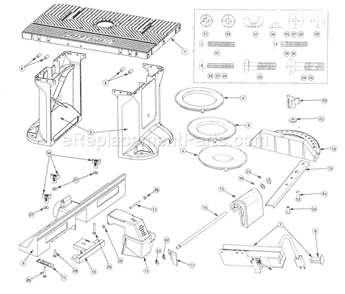 Router Table Diagram and Parts List for 171264620  Craftsman Router