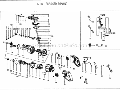 Saw Diagram and Parts List for 17217174  Craftsman Circular Saw