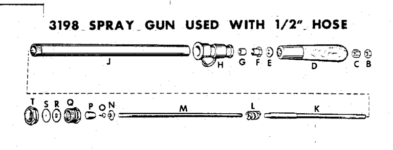3198 Spray Gun Used With 1/2" Hose Diagram and Parts List for 98545015  Craftsman Sprayer