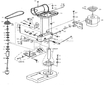 Drill Press Diagram and Parts List for 17221499  Craftsman Drill Press