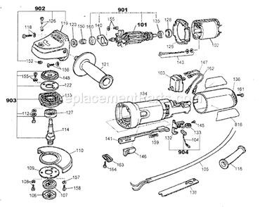 Grander Diagram and Parts List for 17226122  Craftsman Angle Grinder