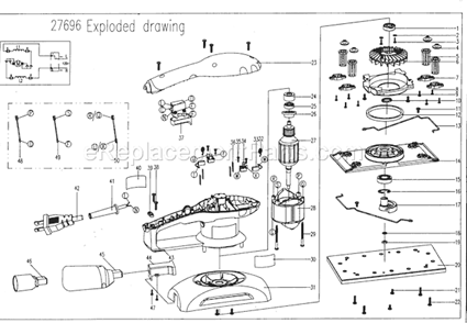Sander Diagram and Parts List for 17227696  Craftsman Sander Polisher
