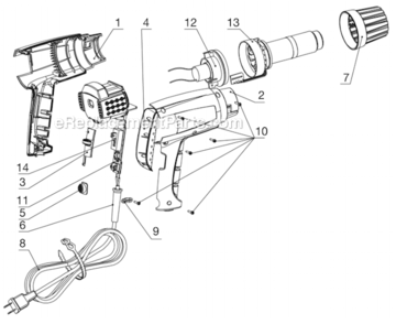 Page A Diagram and Parts List for 17233268  Craftsman Heat Gun