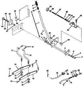 Lift Diagram and Parts List for 917257631  Craftsman Lawn Tractor