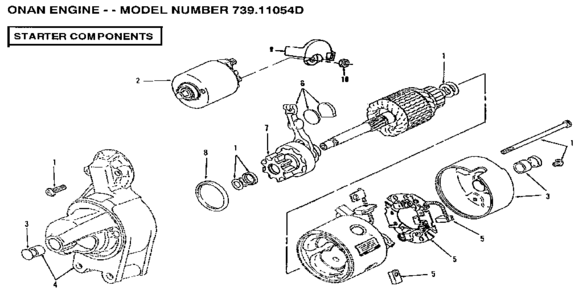 Starter Assembly Diagram and Parts List for 73911054D  Craftsman Engine