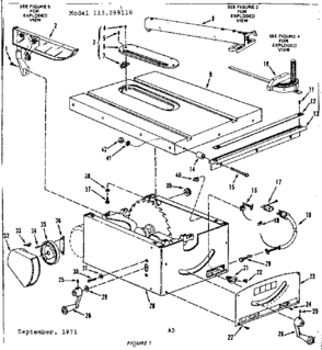 Unit Housing Diagram and Parts List for 113299110  Craftsman Saw