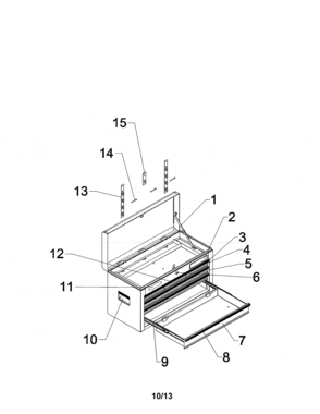 6 Drawer Professional Chest Diagram and Parts List for 706136000  Craftsman Tool Stand & Cart