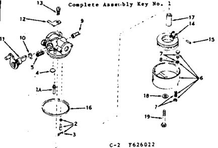 Carburetor Diagram and Parts List for 143626022  Craftsman Engine