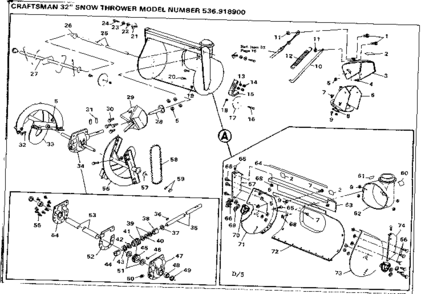 Auger Housing Assembly Diagram and Parts List for 536918900  Craftsman Snow Blower
