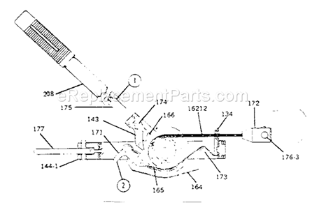 Part Location Diagram of 174 Craftsman Sleeve & Bolt Assembly. Short
