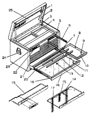 12 Drawer Chest Diagram and Parts List for 706651150  Craftsman Tool Stand & Cart