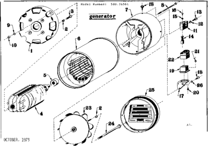 Stator Assembly Diagram and Parts List for 58031561  Craftsman Engine