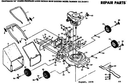 Mower Deck Diagram and Parts List for 131973911  Craftsman Lawn Mower