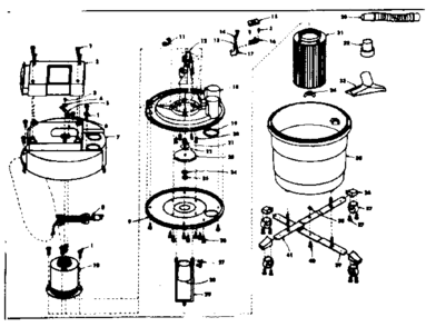 Base Assembly Diagram and Parts List for 75817855  Craftsman Utility Vacuum