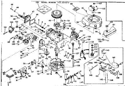 Basic Engine Diagram and Parts List for 143214272  Craftsman Engine