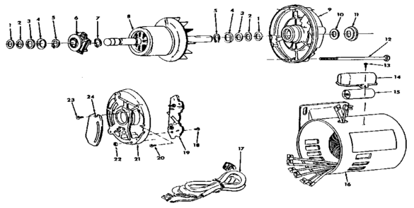 Motor 62963 Diagram and Parts List for 62963  Craftsman Power Motor