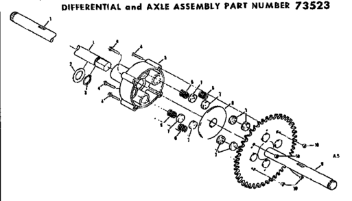 Differential And Axle Assembly Diagram and Parts List for 13173523  Craftsman Lawn Tractor
