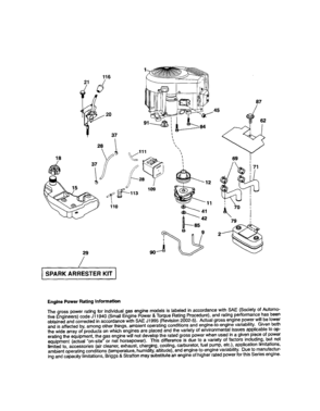 Engine Diagram and Parts List for 917286710  Craftsman Lawn Tractor