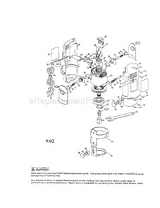 Main Unit Diagram and Parts List for 183172500  Craftsman Router
