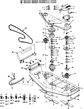 Mandrel Assembly Diagram and Parts List for 917253590  Craftsman Lawn Mower