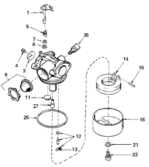 Carburetor 632078a (71/143) Diagram and Parts List for 143434592  Craftsman Engine
