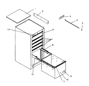 Side Cabinet Diagram and Parts List for 706597022  Craftsman Tool Stand & Cart