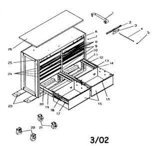 Tool Box Diagram and Parts List for 706596310  Craftsman Tool Stand & Cart