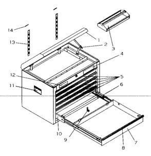 Tool Box Diagram and Parts List for 706954960  Craftsman Tool Stand & Cart