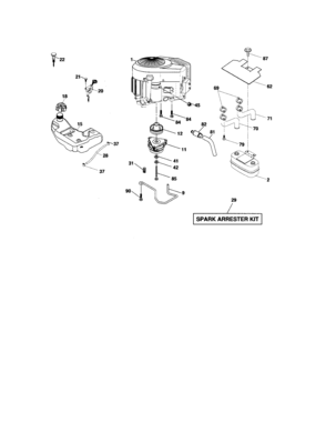 Engine Diagram and Parts List for 917276860  Craftsman Lawn Tractor